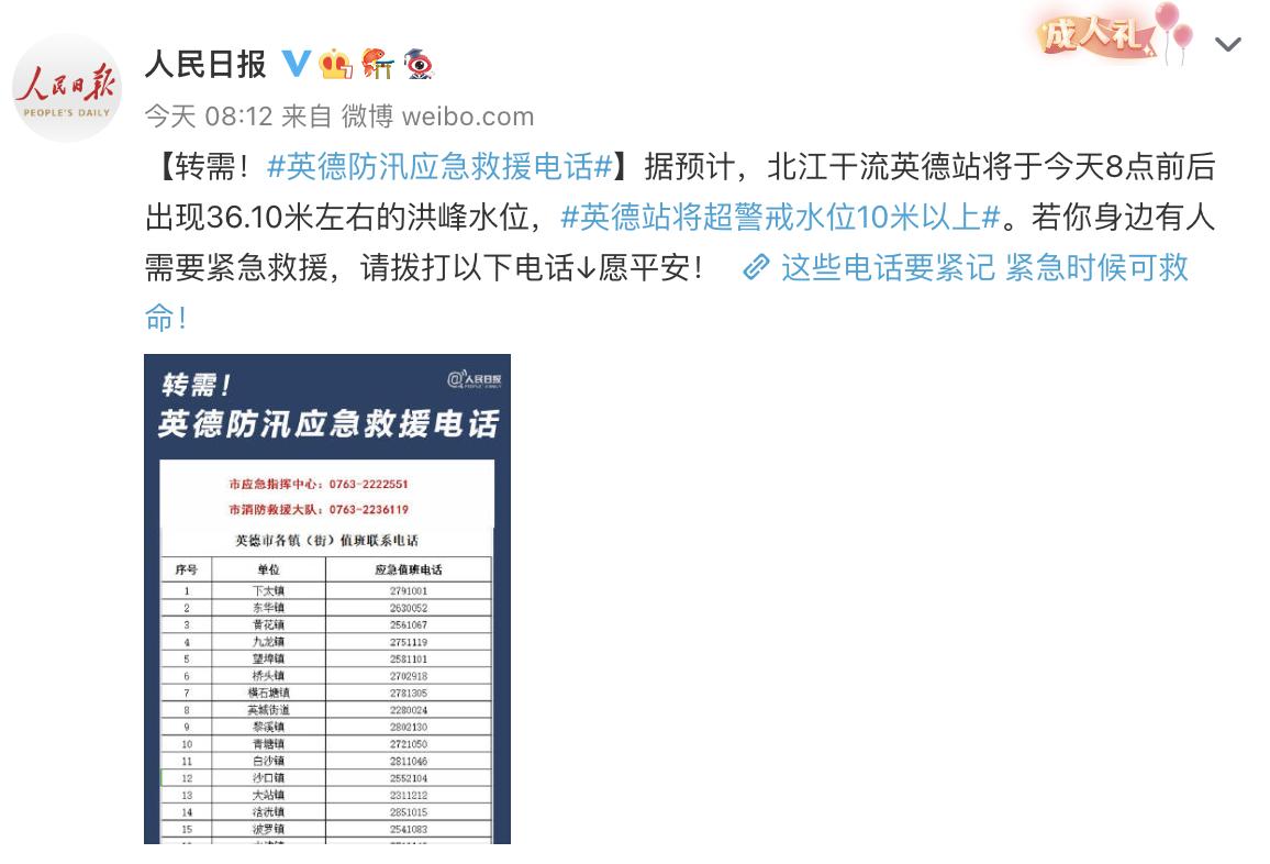 2022-06-22 众星转发扩散英德洪水防汛救援信息