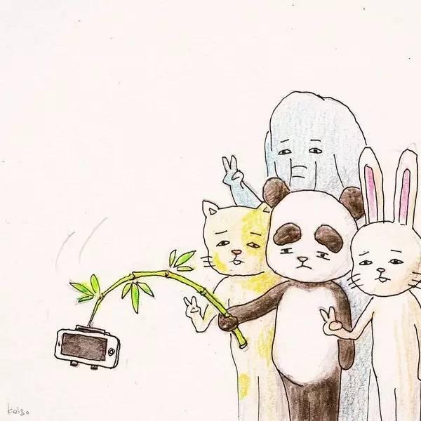 日本插画师keigo的脑洞漫画,画风简单粗糙却可爱幽默