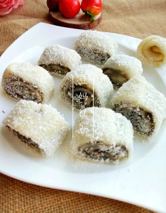 黑芝麻椰蓉糯米卷——軟糯香甜，顏值頗高，再也不想吃外面買的了 熱愛美食 第8张