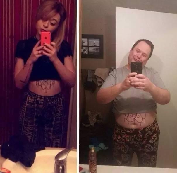 女儿怎么自拍，老爸就怎么cos....女儿内心是崩溃！