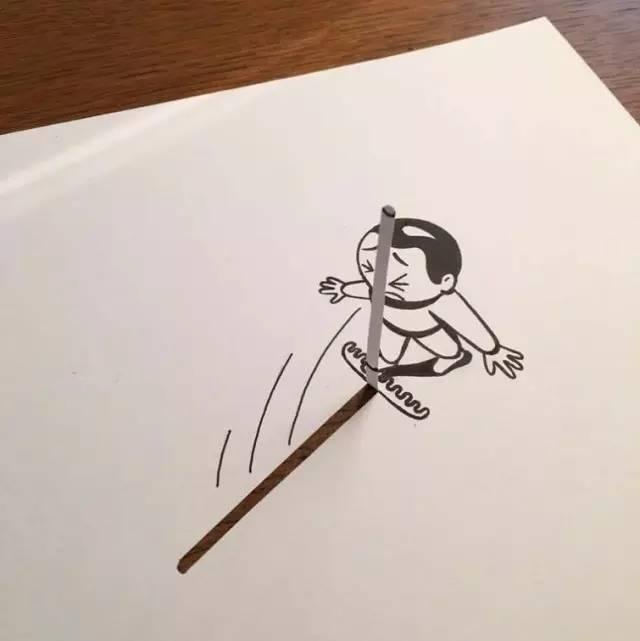 在普通的A4纸上先画出画,然后撕出3D效果!
