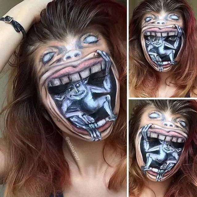 妹子的特技化妆效果太惊艳太吓人了!