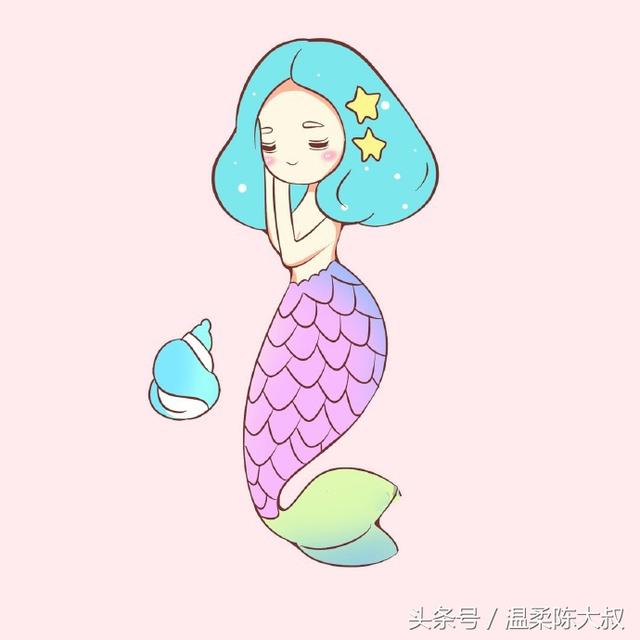 一年级美人鱼公主画,100种女生可爱简笔画卡通