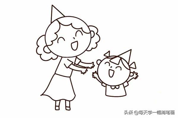 妈妈的节日简笔画图片大全,送给妈妈的一幅画简笔画的女孩