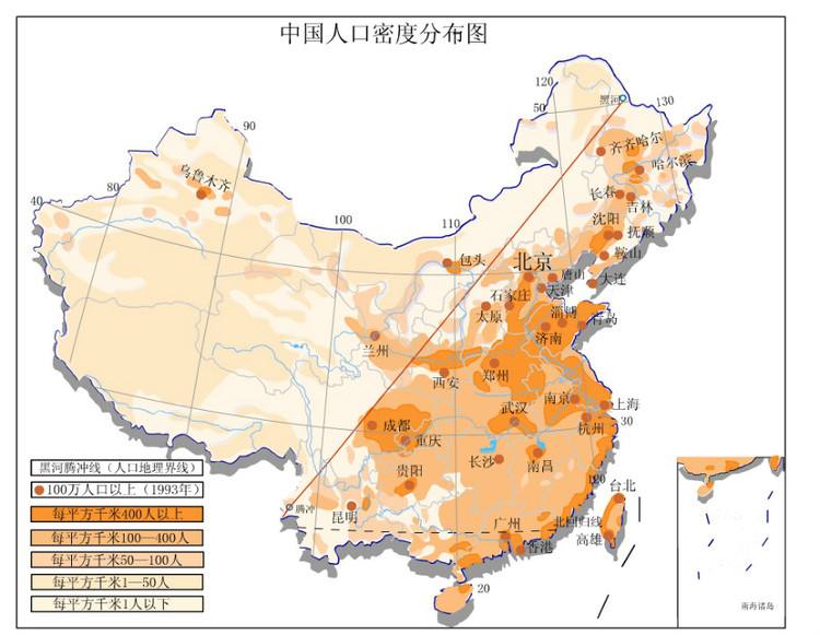 中国城市人口密度排名表2022年中国城市人口密度分布图