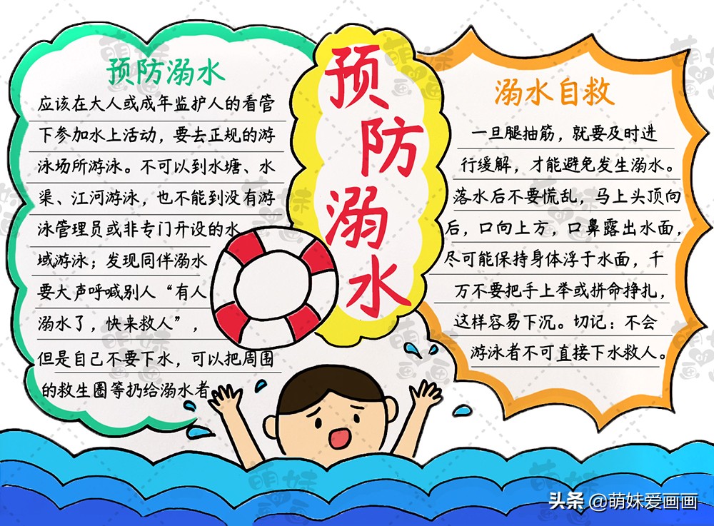 学画简单好看的防溺水手抄报,含文字内容哦(防溺水手抄报简单) | 优文