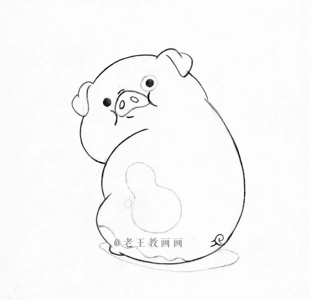简笔画之坐着的小猪
