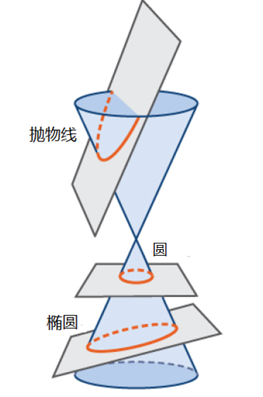 这些曲线都是通过平面切割圆锥面形成的交线.