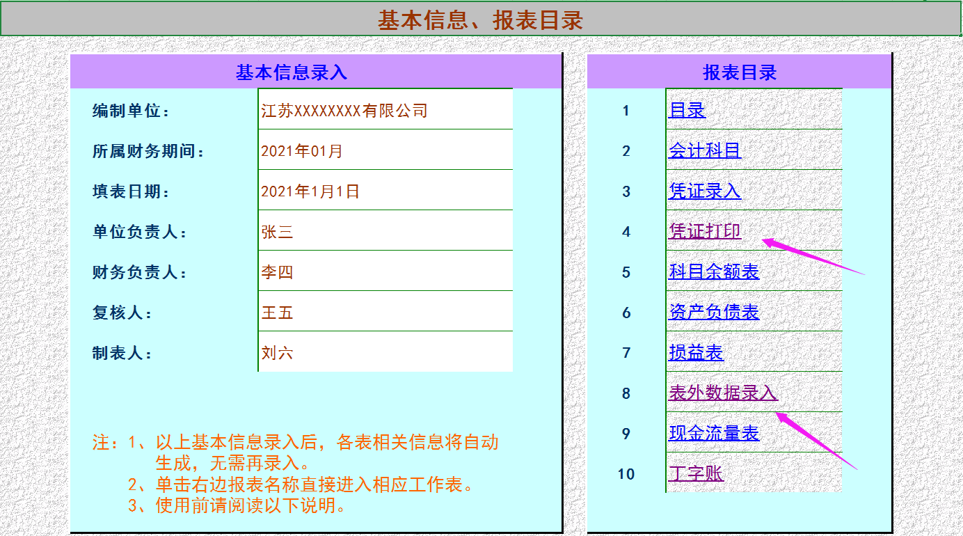 基本信息,报表目录