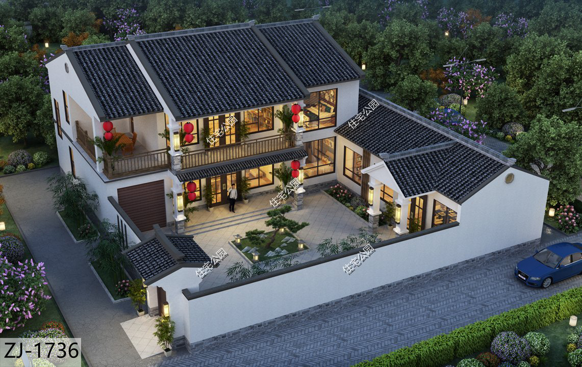 2010米农村中式合院建一栋出来面子十足