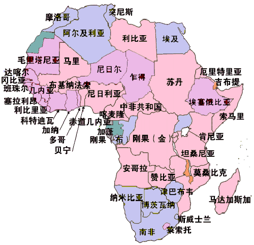 非洲国家分布地图图片