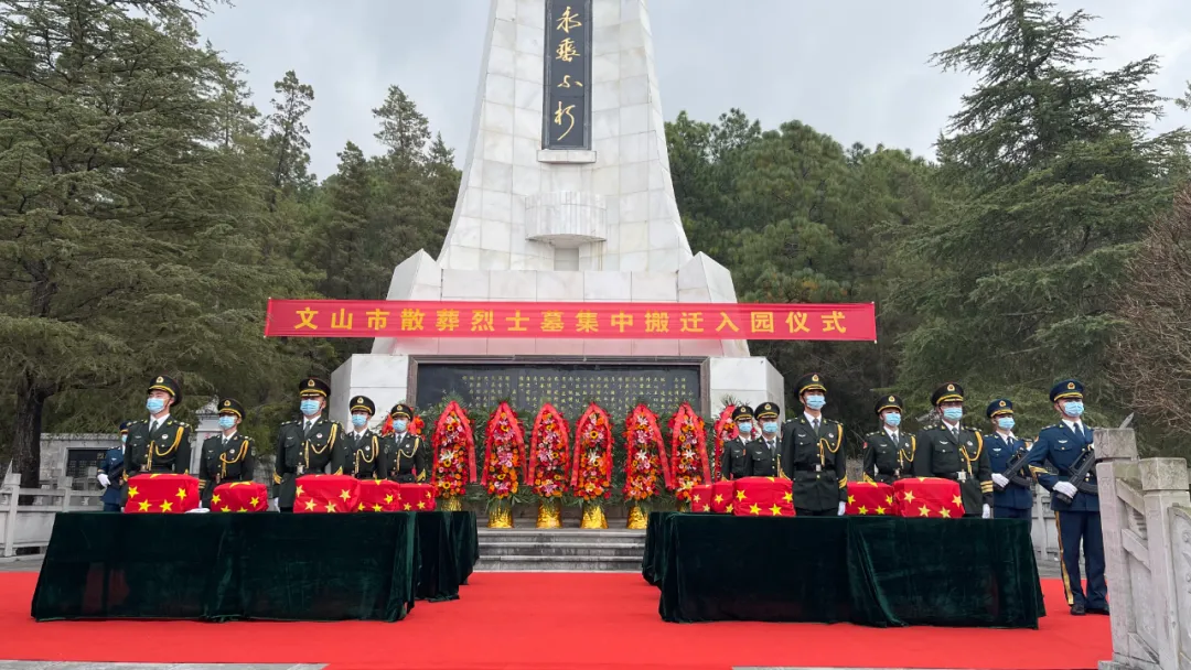 文山烈士陵园内苍松肃立,翠柏静默.