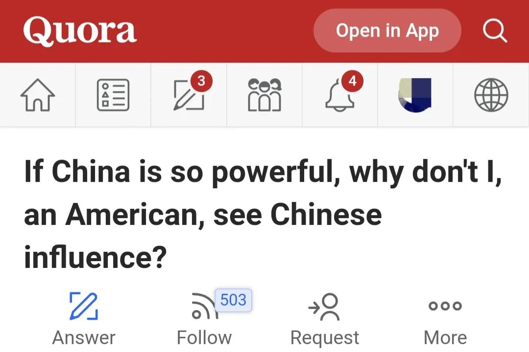 美国网友：如果中国如此强大，为什么我丝毫看不到中国的影响力？