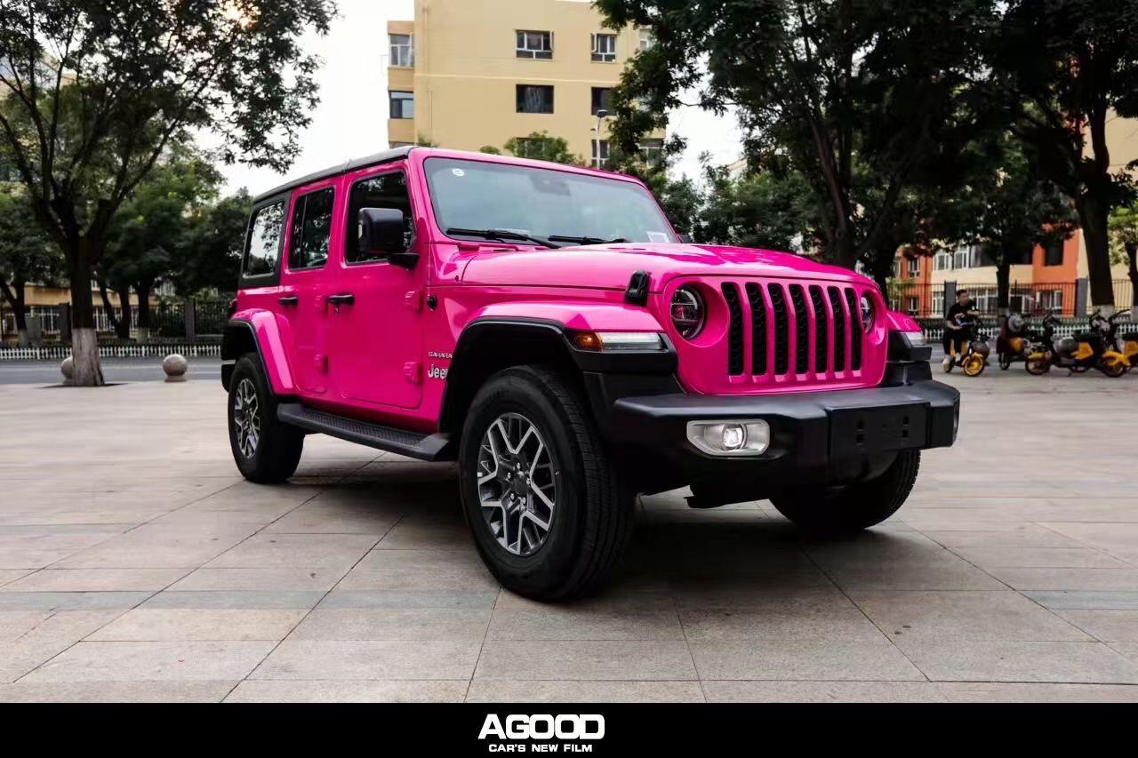 改色膜案例#agood阿古德汽车贴膜#牧马人玫红色又叫玫