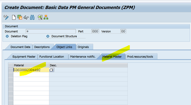 SAP MM 物料主資料的Document Data