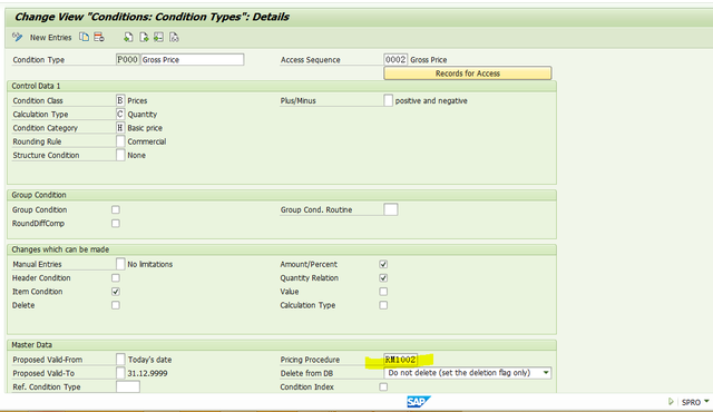 SAP ME12 修改PIR，系統提示：Condition type P000 does not allow supplementary