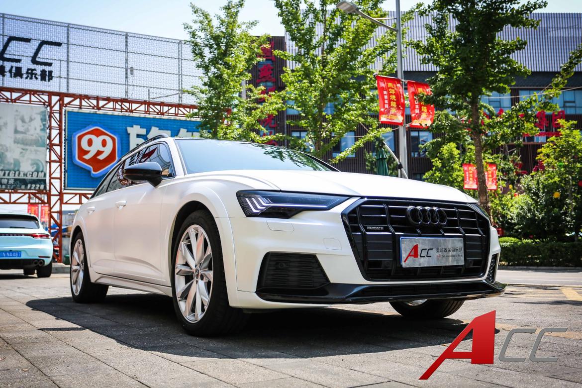 奥迪a6allroad改色电光白变蓝
