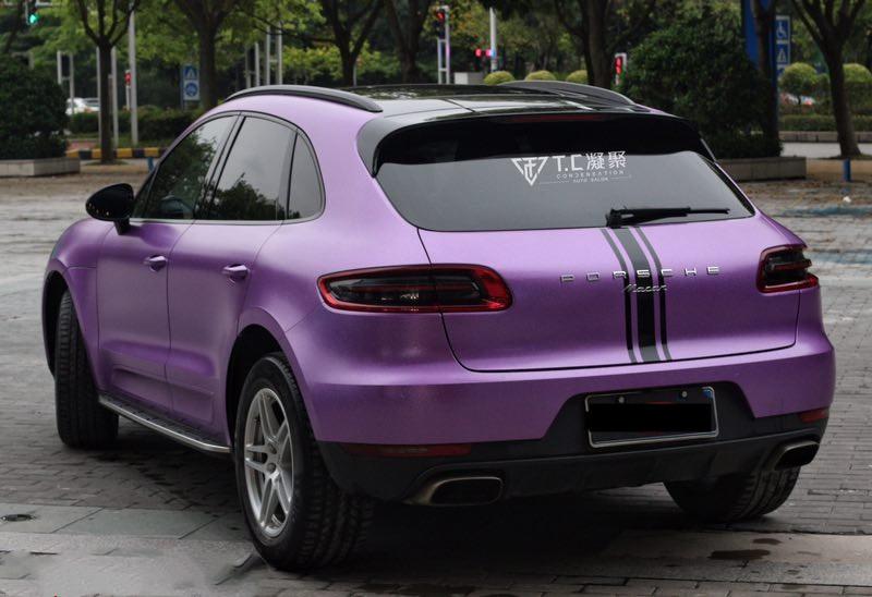 保时捷紫色个性改色影刻定制