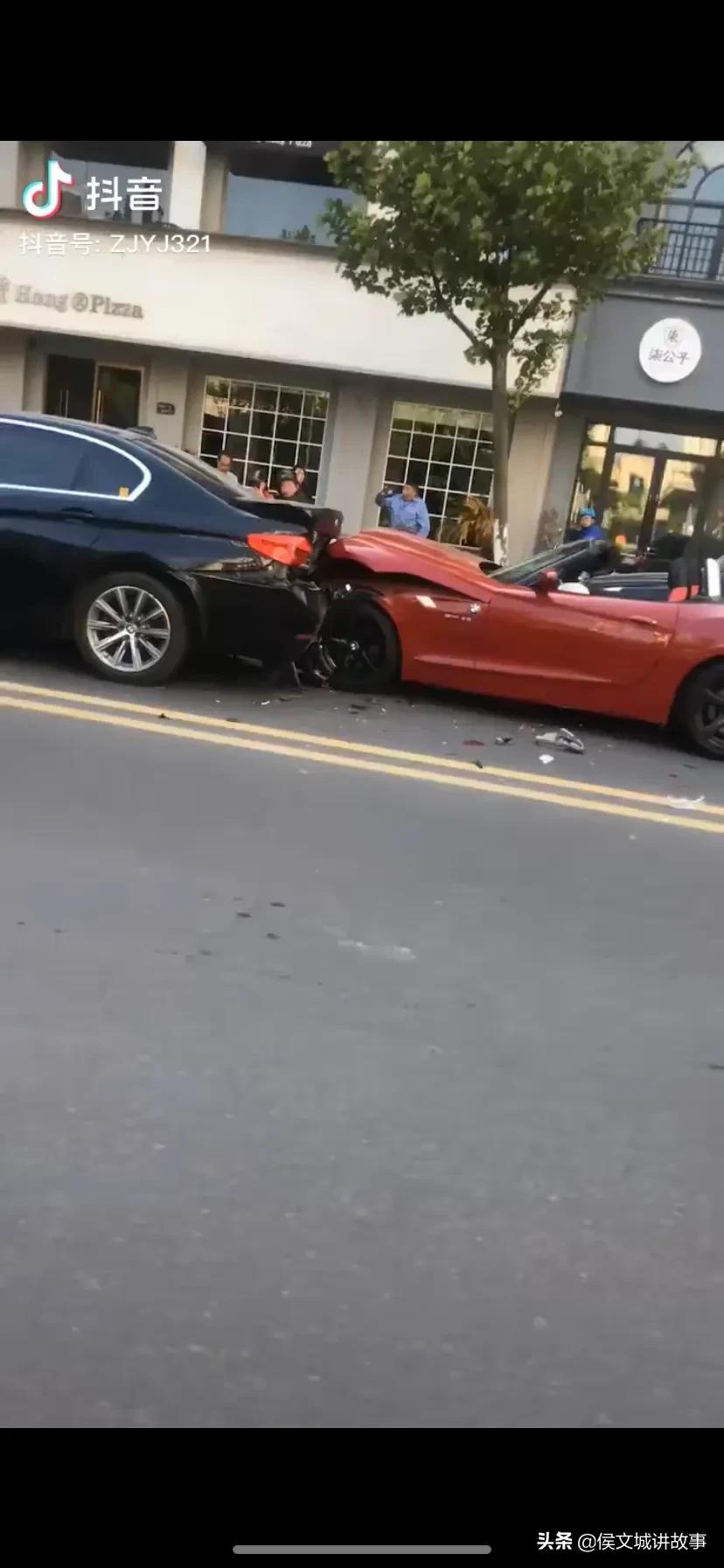 金华市,东阳市,一辆宝马跑车追尾宾利轿车,造成交通事故 没有