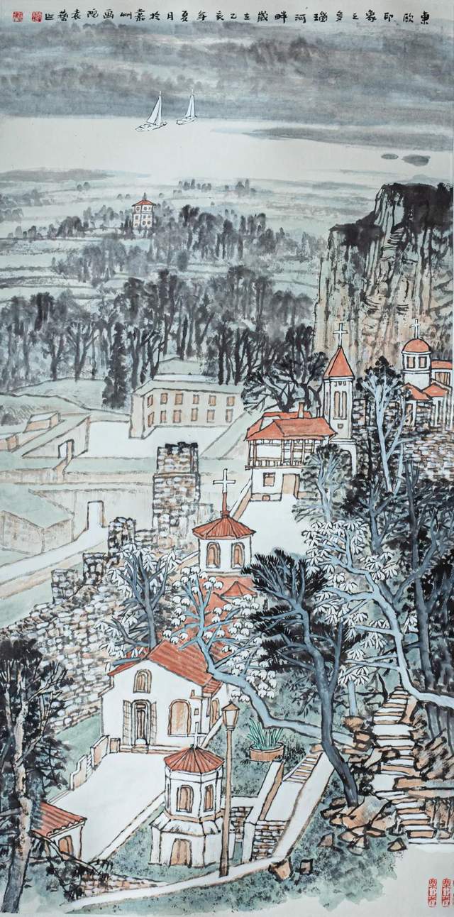 袁艺 《东欧印象一》中国画 136cm×68cm