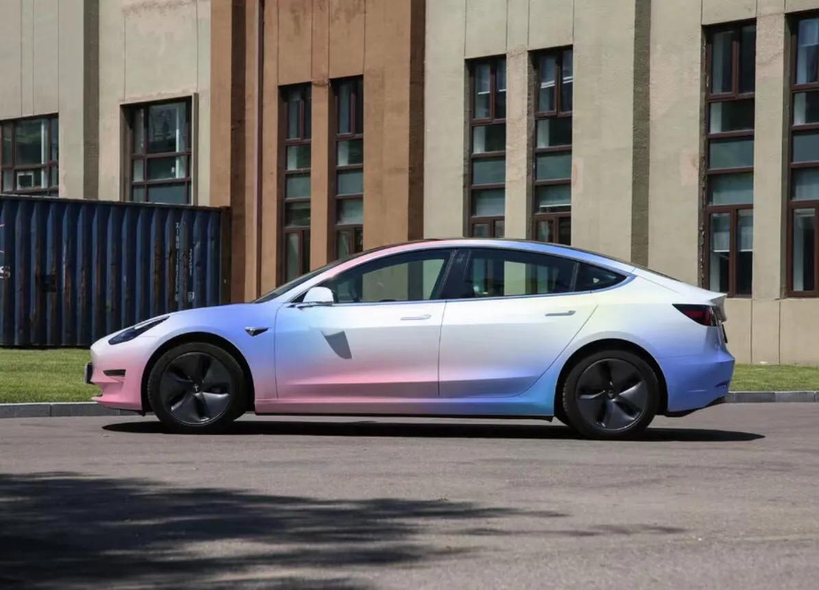 mouu膜优优改色膜个性渐变色01官方电子质保特斯拉model3改色个性