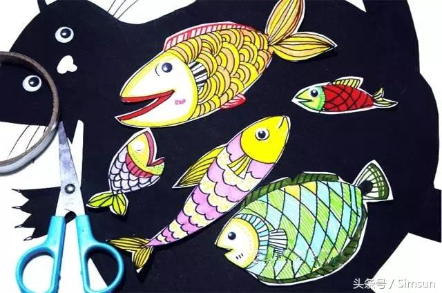 小猫咪创意线描画(贪吃的小猫美术教案)