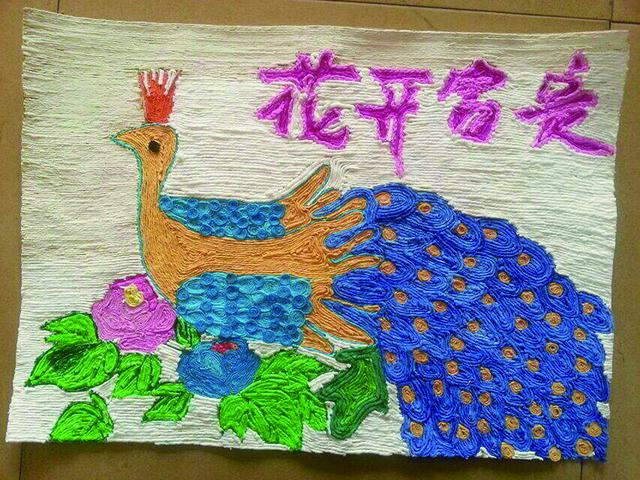 布做的手工贴画(纸巾粘贴画作品图片)