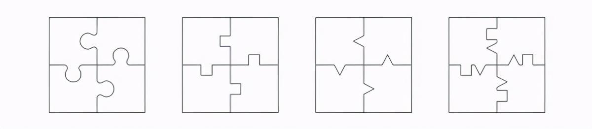 正方形拼图图案大全，把一个正方形四等分有几种方法？