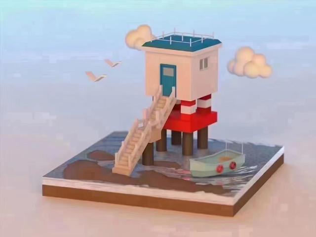 C4D建模设计小场景再现3D插画风