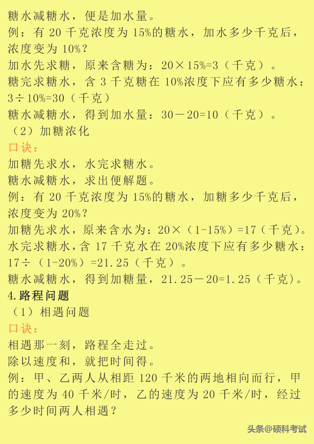 小升初数学：小学1到6年级所有重点题型口诀、公式、例题汇总 小升初数学必考题型 第2张