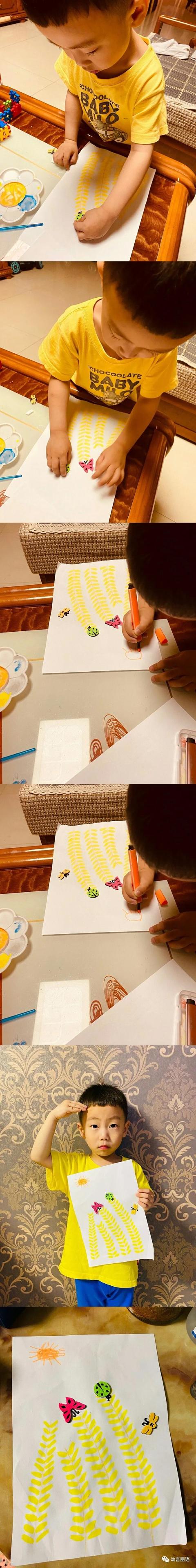 让美育走进家庭之手指印画—小麦