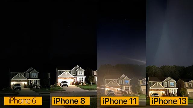 iPhone6、iPhone8、iPhone11、iPhone13拍照对比：夜拍差距很明显