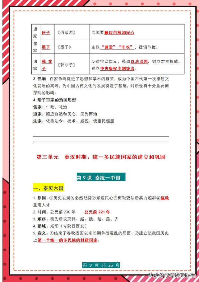 初一历史老师：全班52人43人期中考试95+，就靠熟记了这25页内容