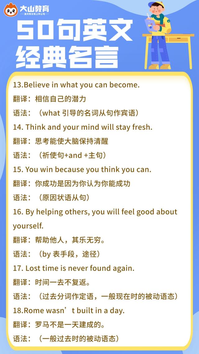 50句英語高分作文必背經典名言 含語法解析 背熟次次拿高分 中國熱點