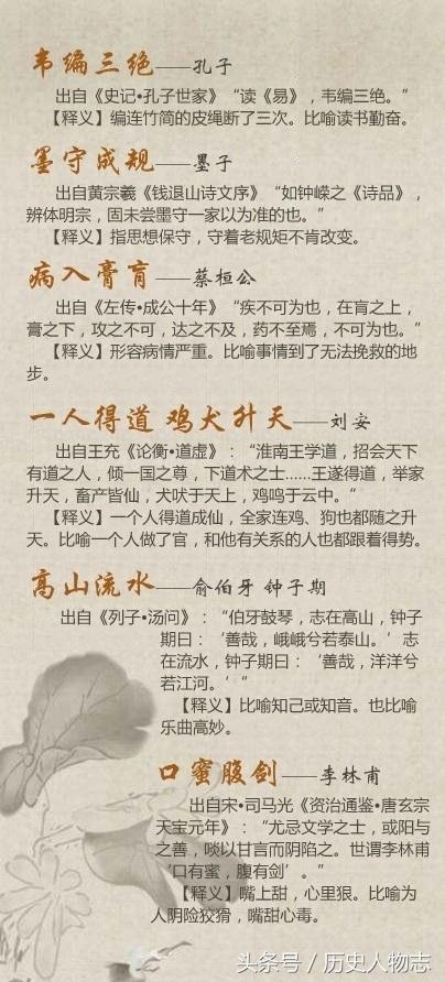 涨知识——五十个和中国历史人物有关的成语，你知道几个？