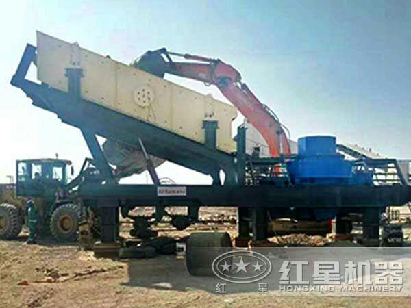 小型移动制砂机客户生产现场