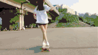 清纯美女的动态图图片：滑板小姐姐系列