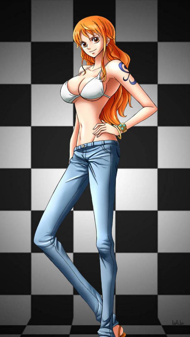 海贼王娜美手机壁纸不霸气就能把路飞打到头上