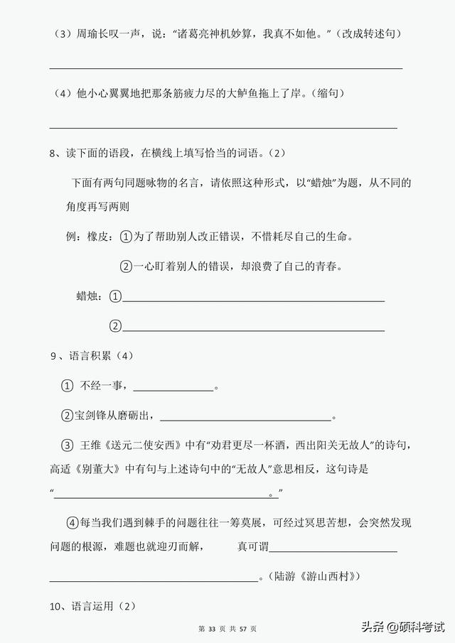 小升初分班试卷（7套附答案）重点中学尖子班，语文冲刺必备 小升初 第18张