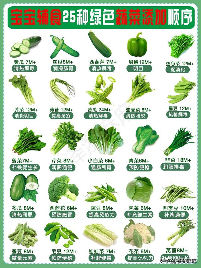 25种常见绿色蔬菜添加顺序表 6月 宝宝辅食这样吃妈妈更省心 新闻红