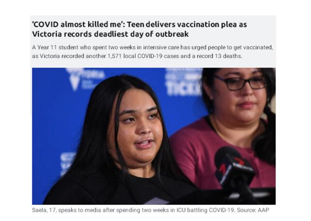 澳大利亚维州激增1571例 墨尔本患病学生吁年轻人接种疫苗