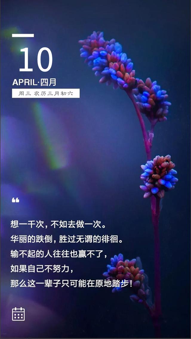 周三早安日签图片190410：最好的活法，就是把握自己的春天