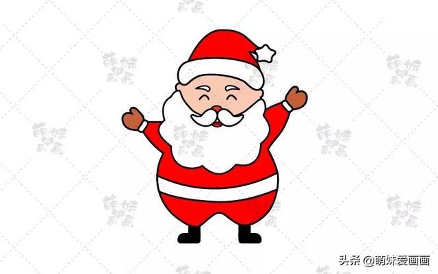 涂上漂亮的颜色,我们的圣诞老人就画好了!3.画上身体和四肢2.