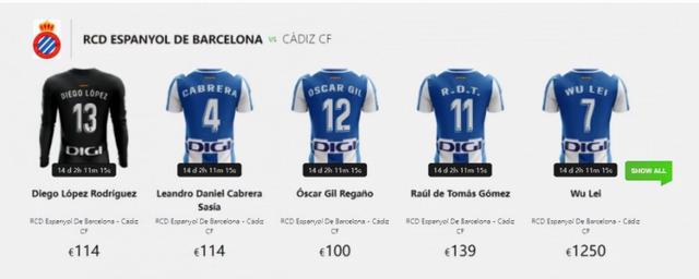 武磊仅穿3分钟的球衣被西甲竞拍 标价9300元 是西班牙人头牌9倍 全网搜