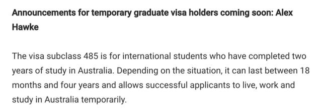 留学生有个好消息！这一签证，将在澳大利亚近期获得赦免