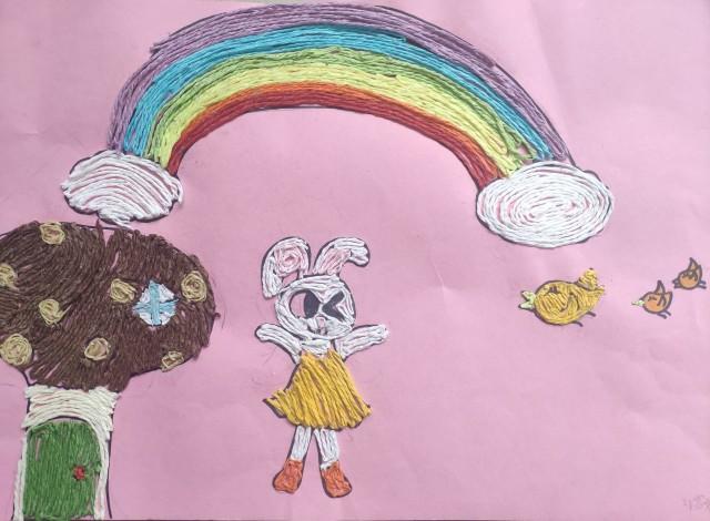 简单的彩线贴画(彩线贴画作品)