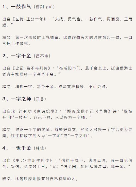 语文积累：50个成语典故的出处，50个历史名人故事，讲给孩子听