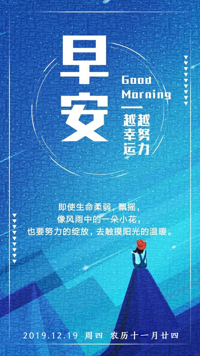 12月19日早安日签图片：像风雨中的一朵小花，也要努力的绽放