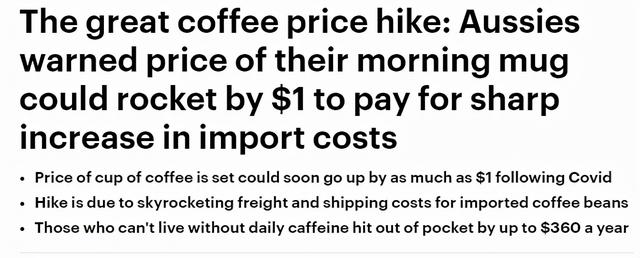 澳洲物价狂飙: 葡萄$20/kg, 无铅汽油$2/升, 咖啡贵$1, 政府或将介入