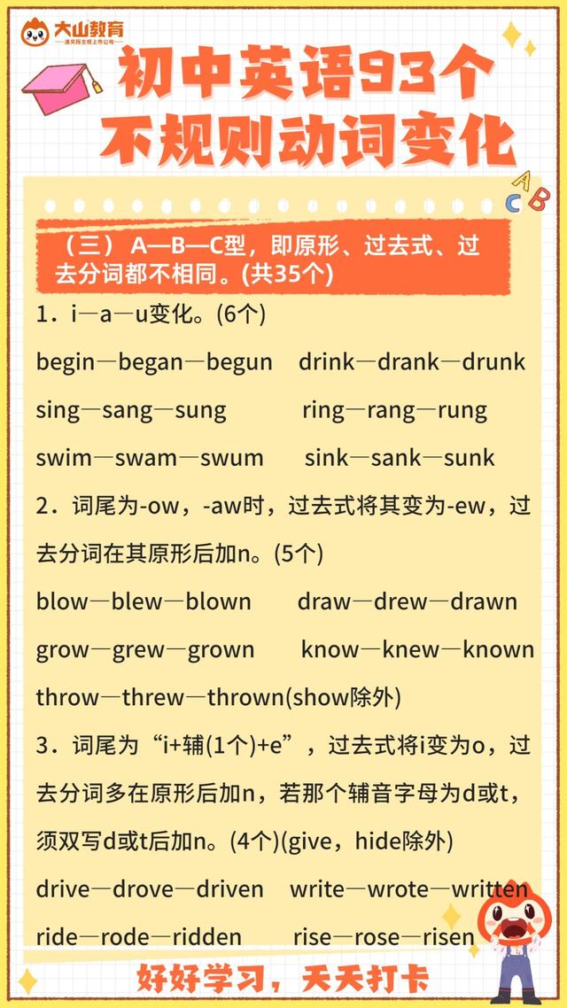 准初中生必背 吃透初中英語常考93個不規則動詞變化 暑假逆襲 中國熱點